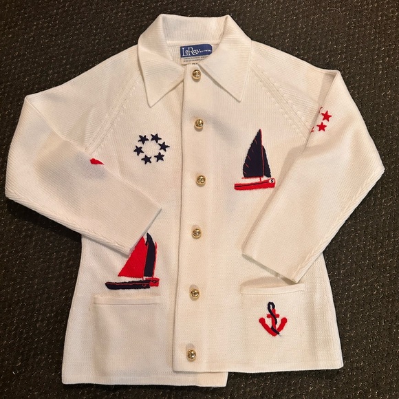 Vintage 1960s Nautical Embroidery Cardigan w/Gold Buttons ⚓️ - Picture 3 of 4